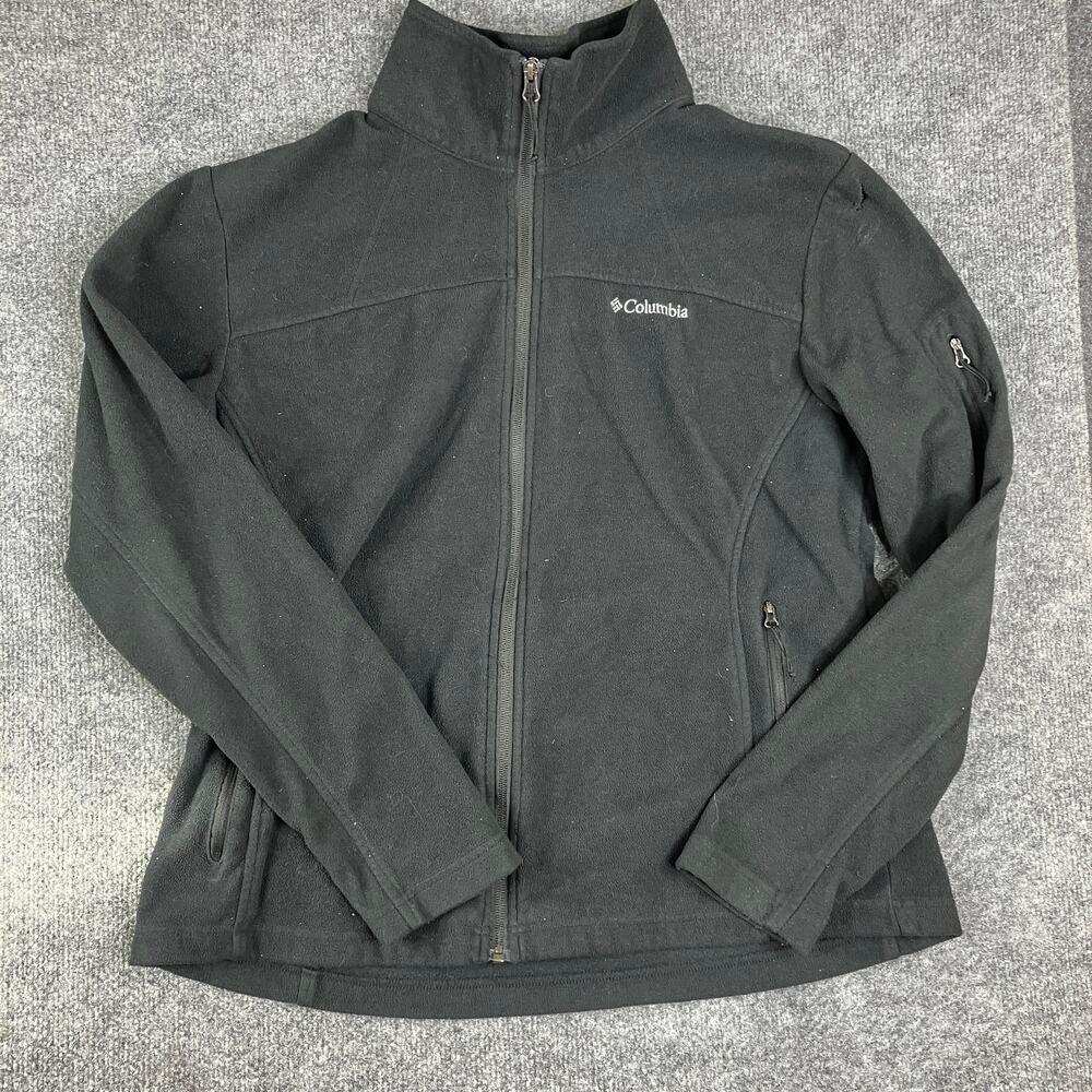 Columbia Fleece Jacket Womens Size XL Black Full Zip Outdoor Warm‎ Casual